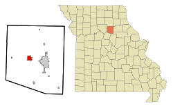 Randolph County Missouri Incorporated and Unincorporated areas Huntsville Highlighted